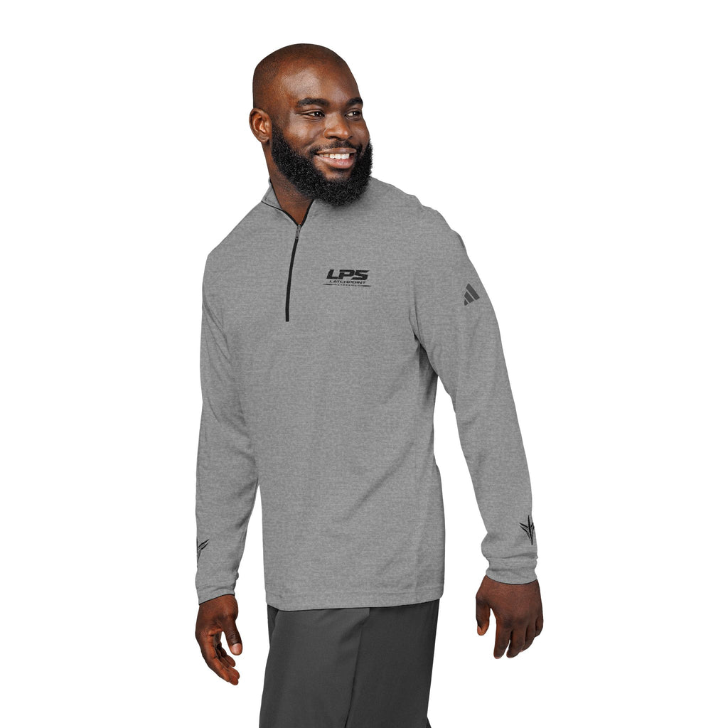 LPS adidas quarter-zip pullover with embroidered LatchPoint Systems logo