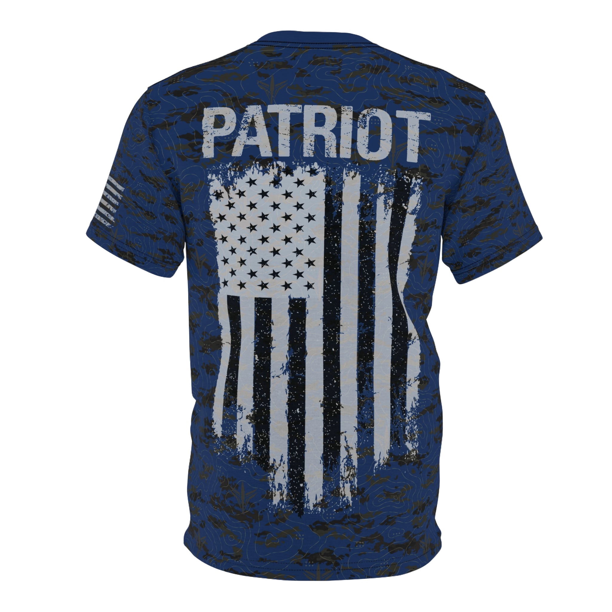 LPS American Flag blue patriot tee with distressed flag graphic and LatchPoint Systems style