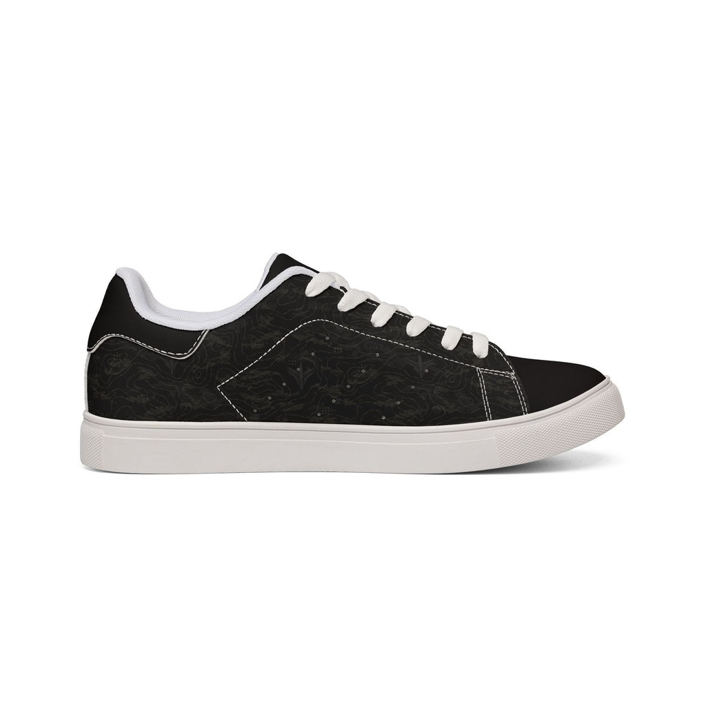 TERRA BLACK men's low-top leather sneakers with proprietary terrain-inspired style for daily wear