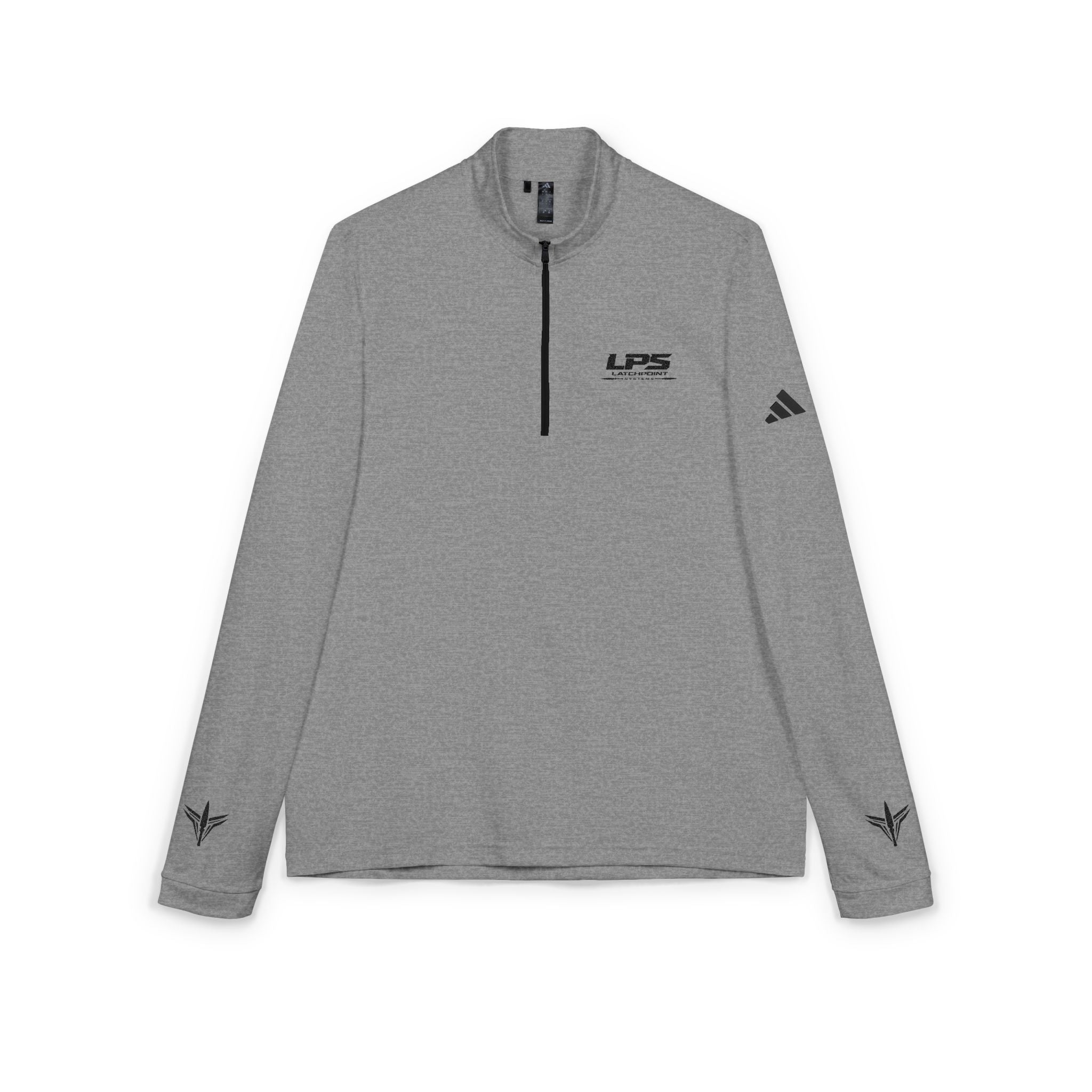 LPS adidas quarter-zip pullover with embroidered LatchPoint Systems logo