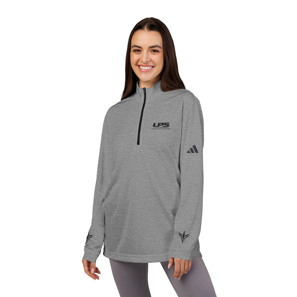 LPS adidas quarter-zip pullover with embroidered LatchPoint Systems logo