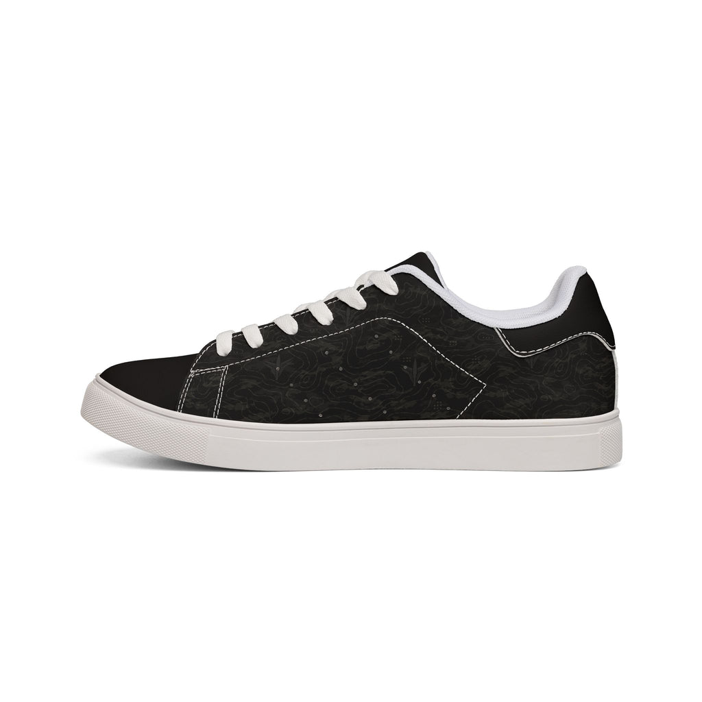 TERRA BLACK men's low-top leather sneakers with proprietary terrain-inspired style for daily wear