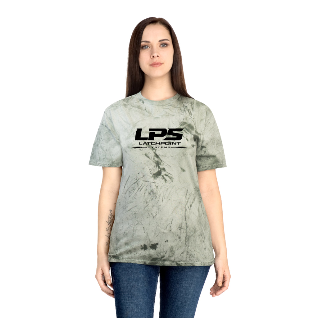 LPS unisex color blast T-shirt with LatchPoint Systems branding and washed color finish