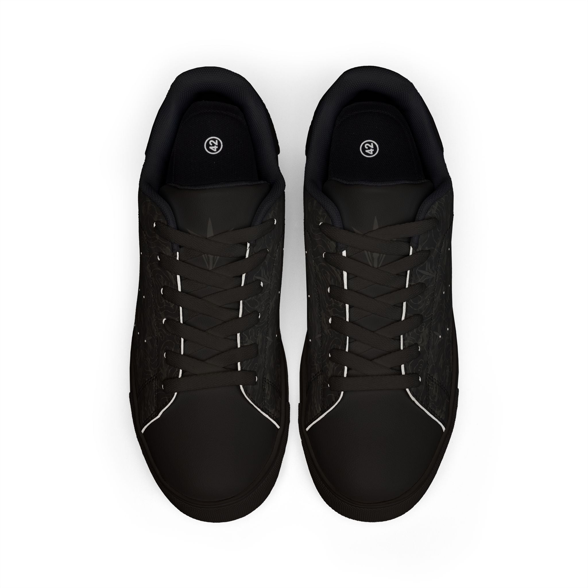 TERRA BLACK men's low-top leather sneakers with proprietary terrain-inspired style for daily wear