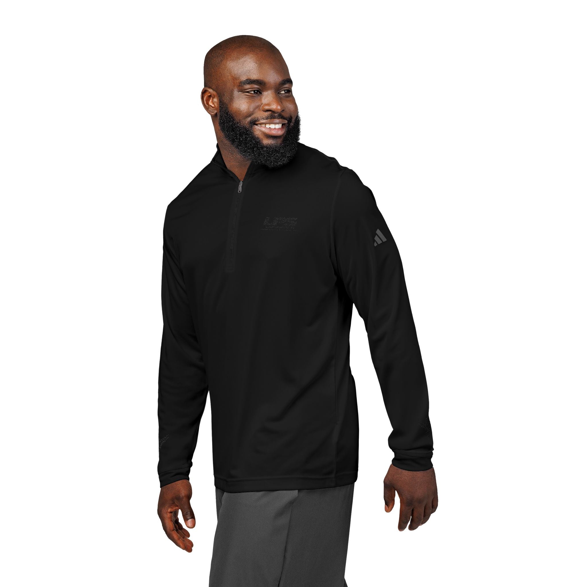 LPS adidas quarter-zip pullover with embroidered LatchPoint Systems logo