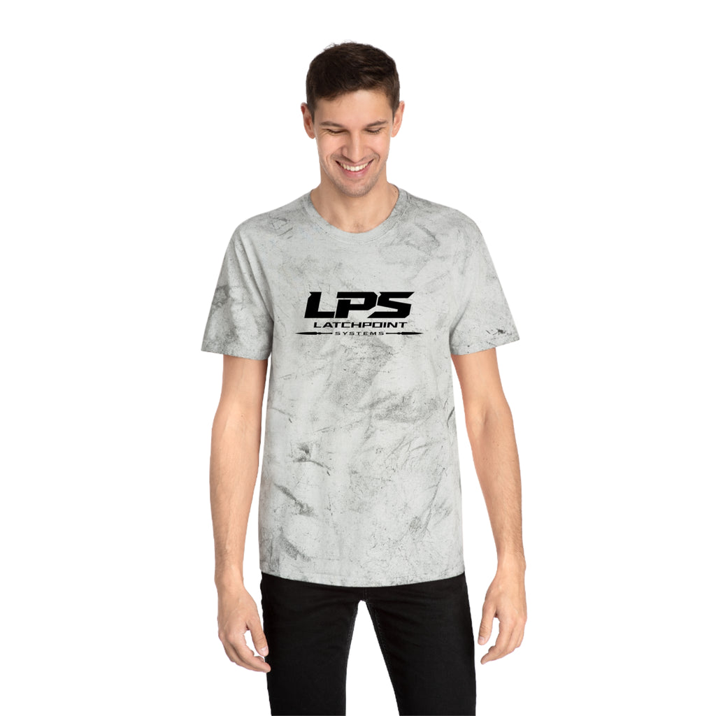 LPS unisex color blast T-shirt with LatchPoint Systems branding and washed color finish