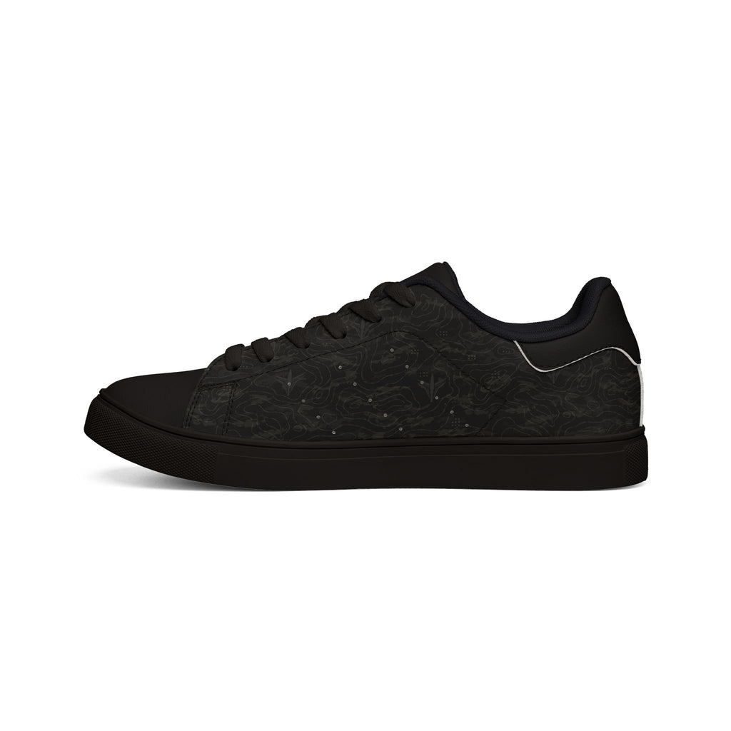 TERRA BLACK men's low-top leather sneakers with proprietary terrain-inspired style for daily wear