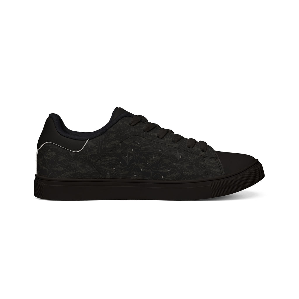 TERRA BLACK men's low-top leather sneakers with proprietary terrain-inspired style for daily wear