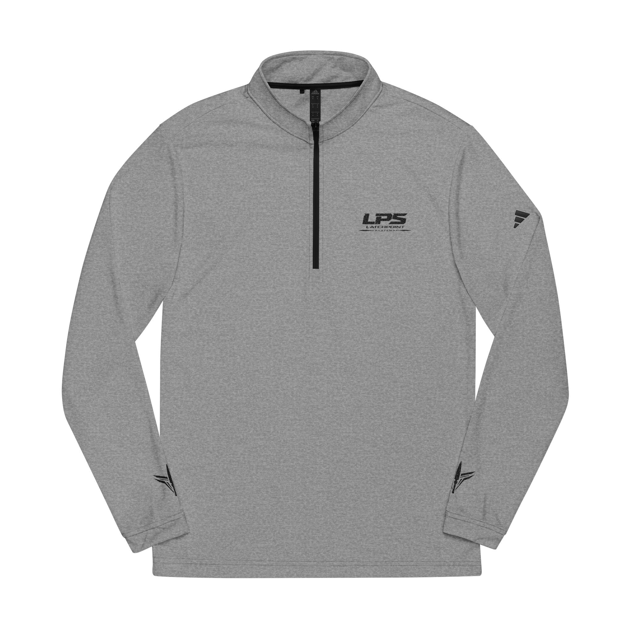 LPS adidas quarter-zip pullover with embroidered LatchPoint Systems logo
