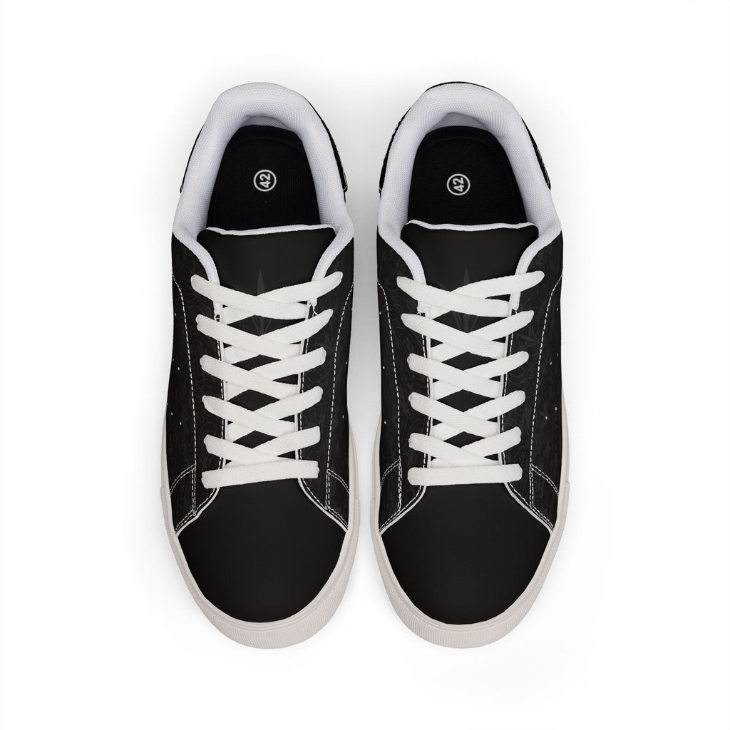 TERRA BLACK men's low-top leather sneakers with proprietary terrain-inspired style for daily wear