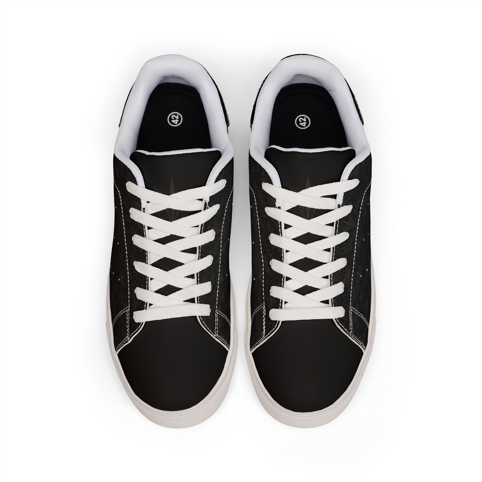 TERRA BLACK men's low-top leather sneakers with proprietary terrain-inspired style for daily wear