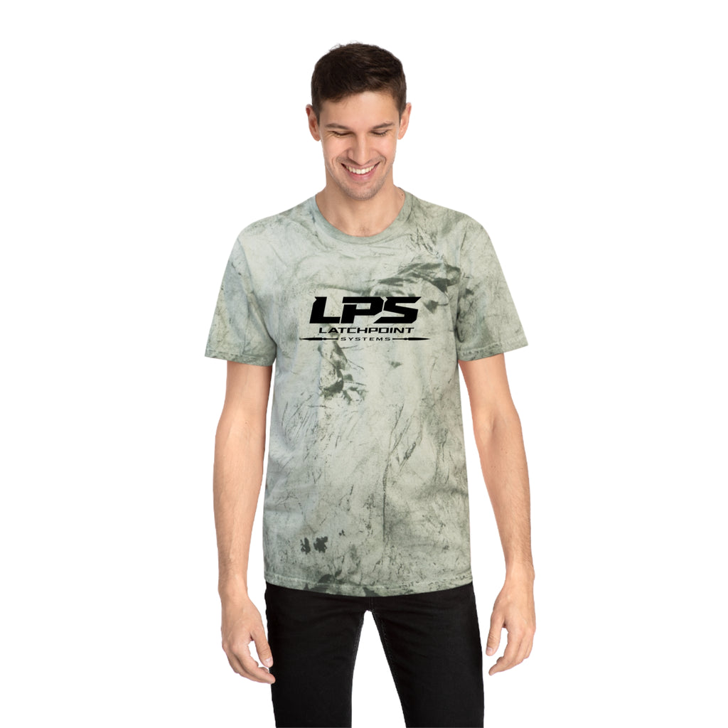 LPS unisex color blast T-shirt with LatchPoint Systems branding and washed color finish
