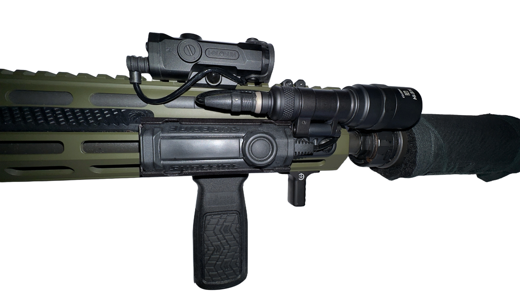 LPS LatchWing on Rifle with a Flashlight and Scope