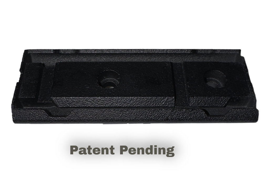 LatchWing low-profile M-LOK weapon light switch mounting bracket showing retention channel and mounting points