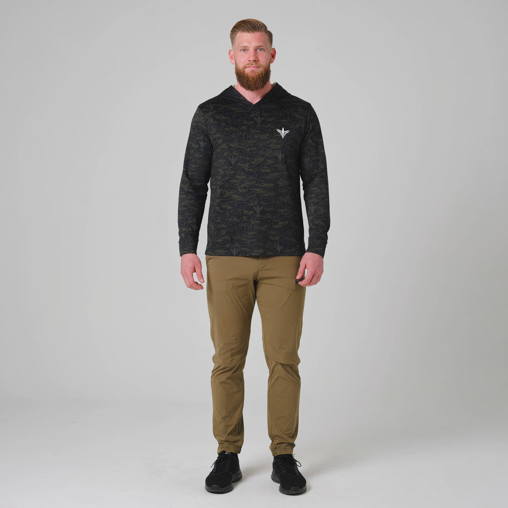 LPS Man wearing terra black warm up hoodie