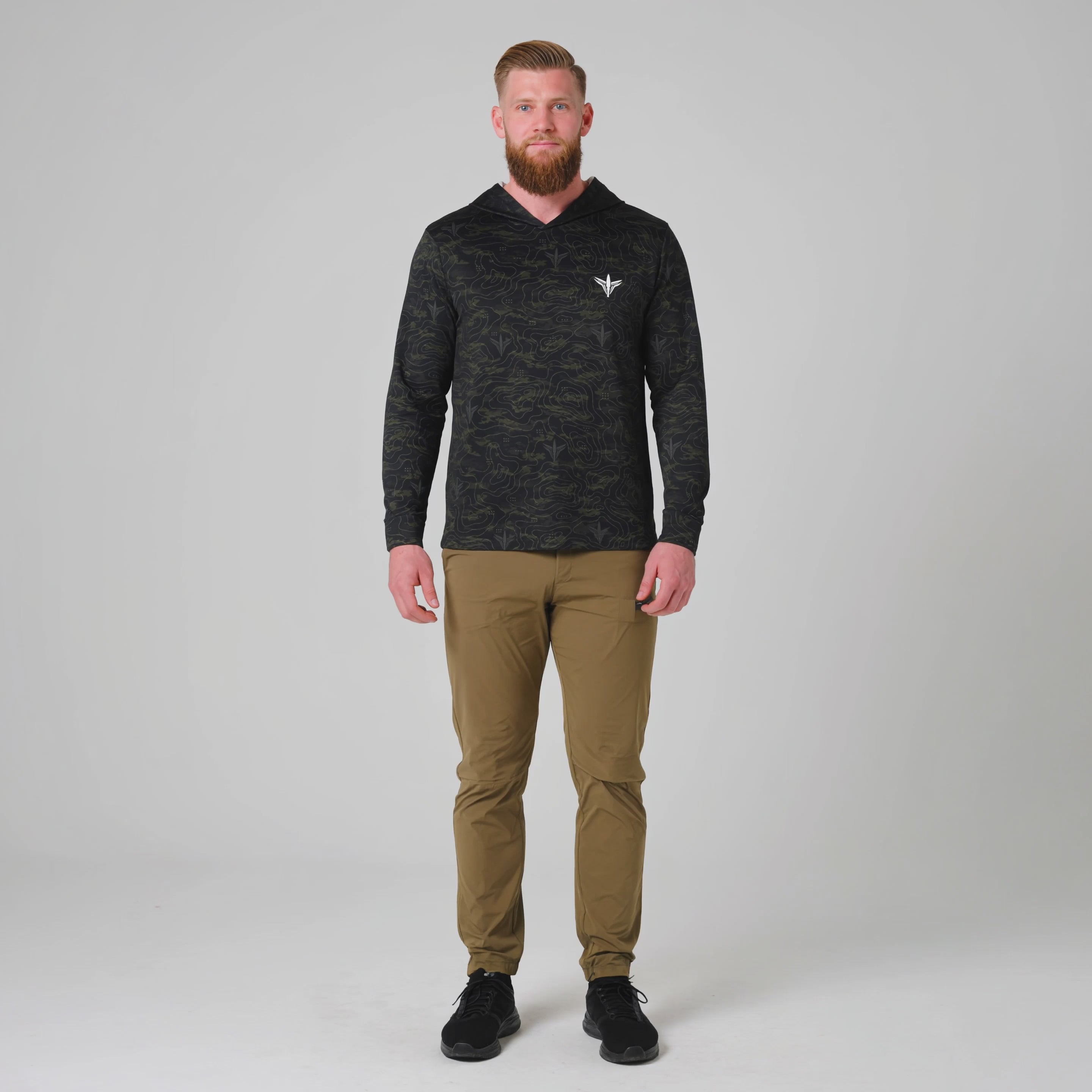 LPS Man wearing terra black warm up hoodie